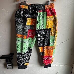 LRG Patchwork Bandana Print Joggers Y2K Streetwear Skate Festival Pants L